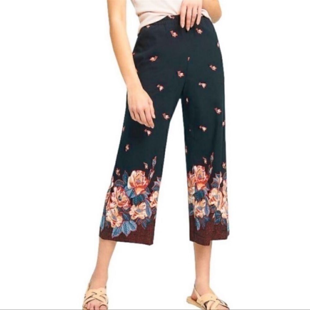 𝅺anthropologie ETT TWA Floral Crop Wide Leg Pants S
